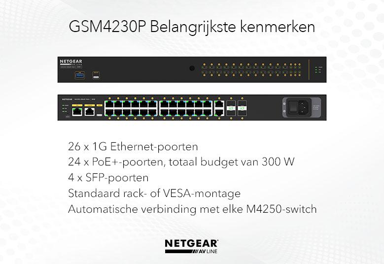 Netgear L3 24x1G PoE+ + 2x1G + 4xSFP managed switch M4250-26G4F-PoE+ GSM4230P-100EUS