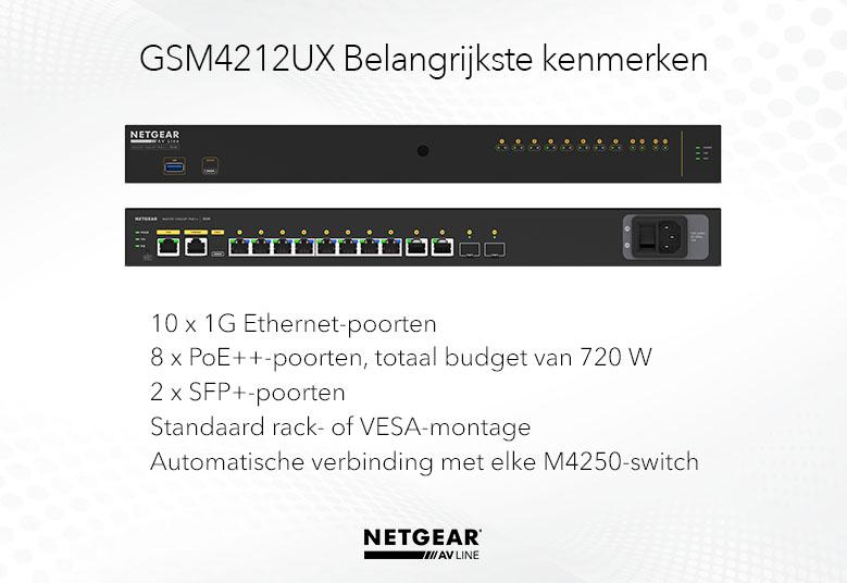 Netgear L3 8x1G PoE++ + 2x1G + 2xSFP managed switch M4250-10G2XF-PoE++ GSM4212UX-100EUS