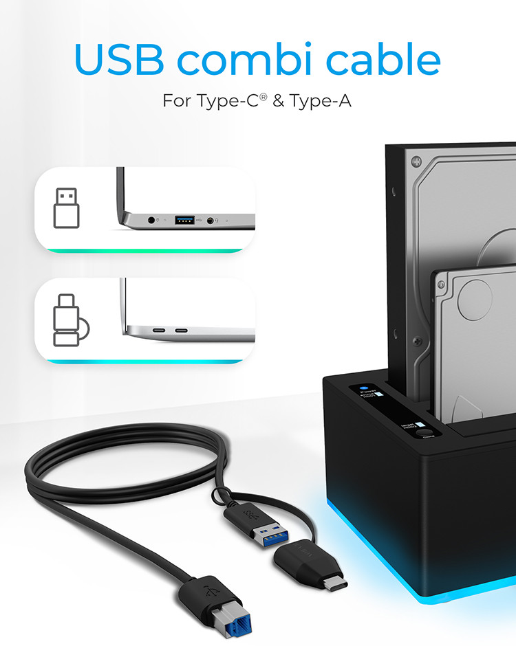 ICY BOX 2 Bay Docking Clonestation  2.5 inch en 3.5inch SATA drives IB-127CL-U3