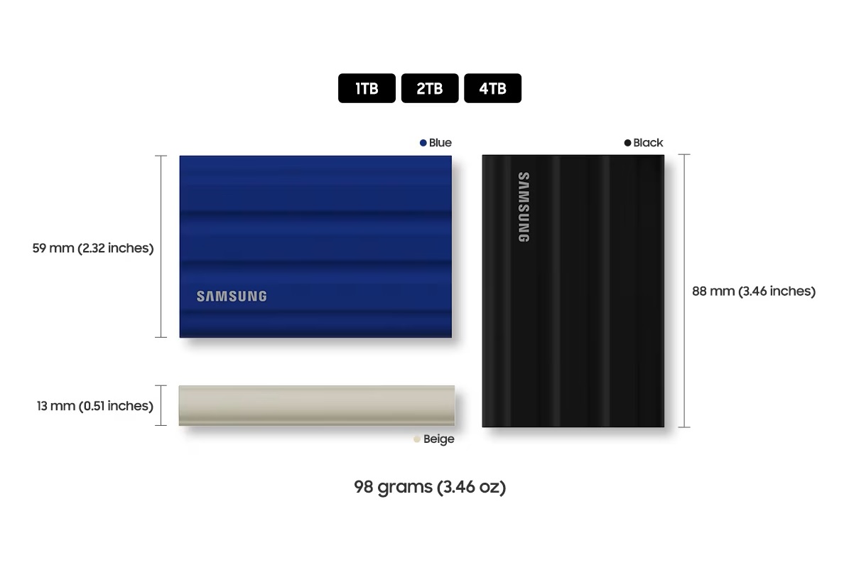 2TB Samsung Portable SSD T7 Shield MU-PE2T0S - Black