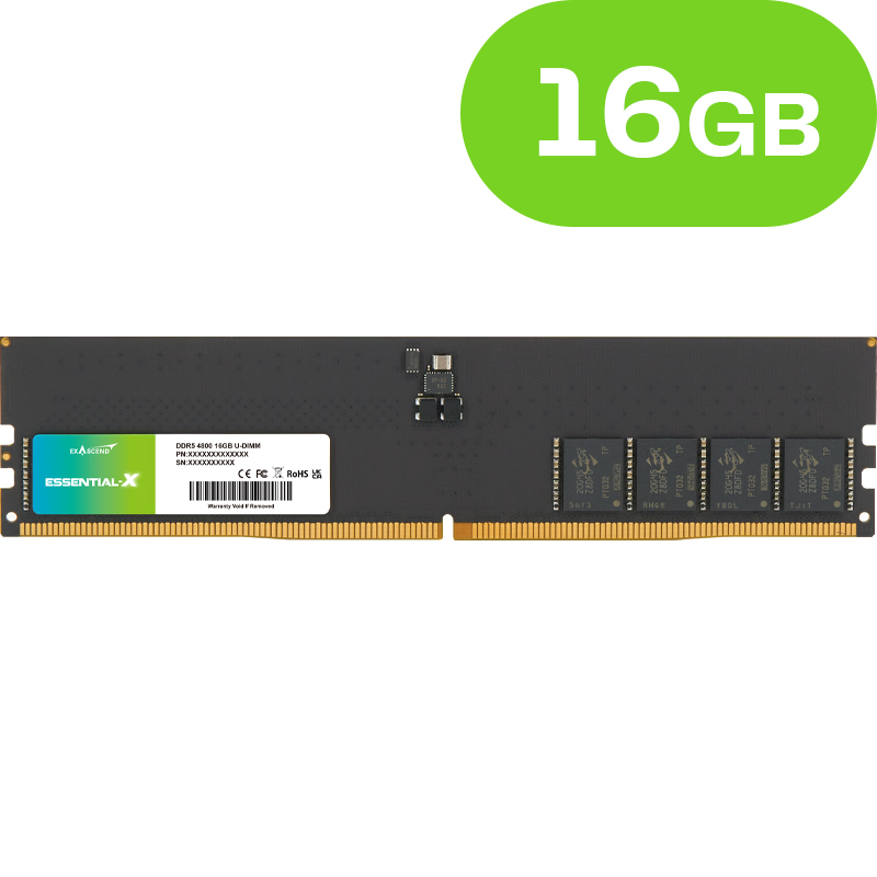 16GB Exascend Essential-X DDR5 U-DIMM 4800MT/s