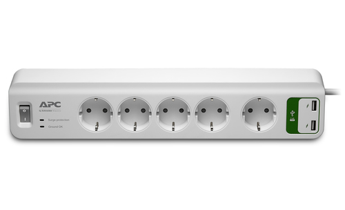 APC Essential SurgeArrest 5 outlets met 5V, 2.4A 2 USB poorten 230V PM5U-GR