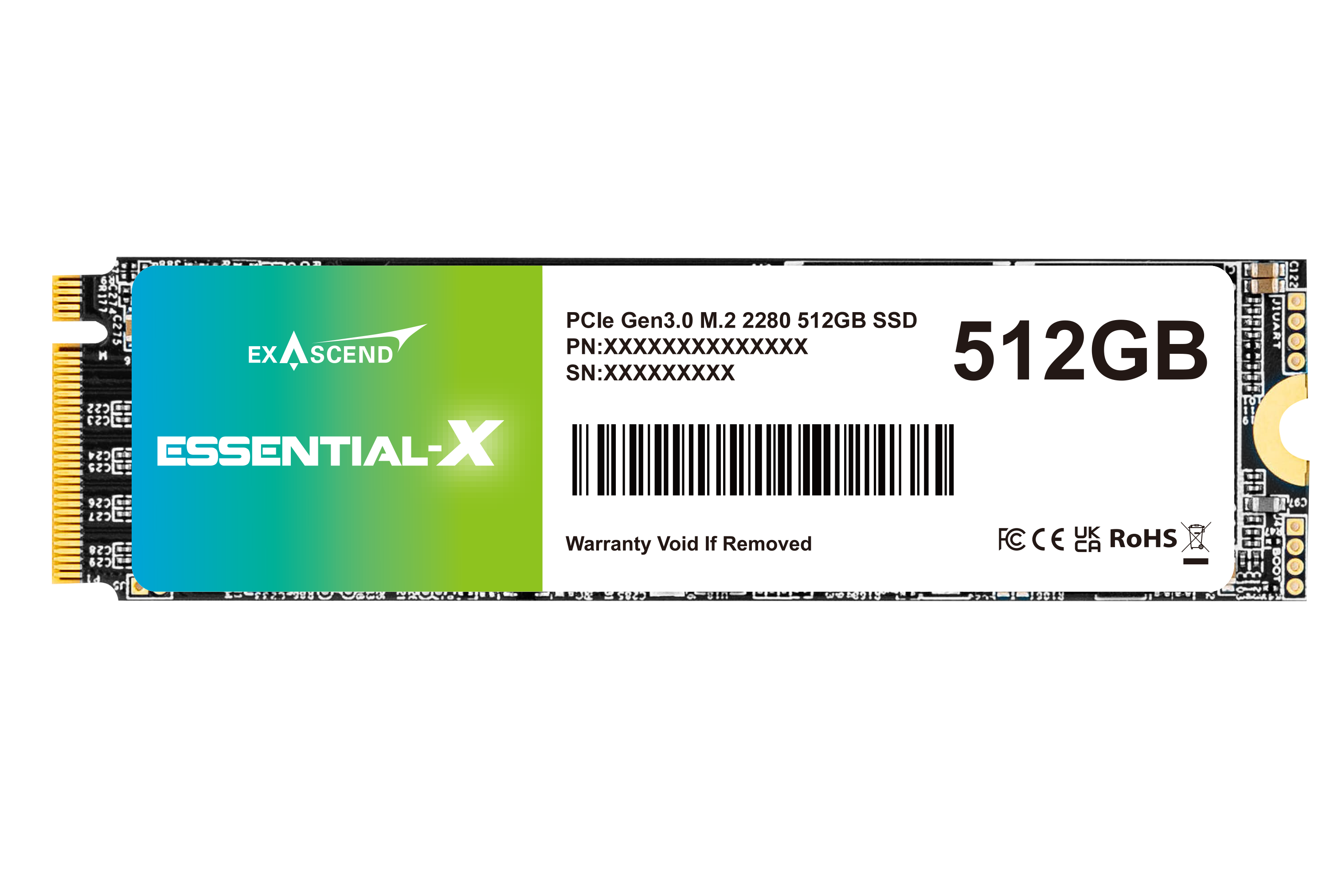 512GB Exascend Essential-X PCIe M.2 2280 SSD ES512GSSDM2NAU