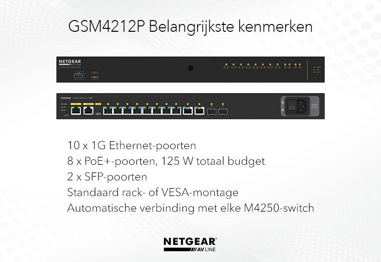 Netgear L3 8x1G PoE+ + 2x1G + 2xSFP managed switch M4250-10G2F-PoE+ GSM4212P-100EUS