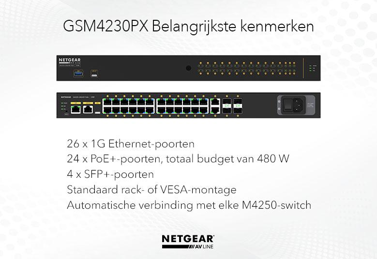 Netgear L3 24x1G PoE+ + 2x1G + 4xSFP+ managed switch M4250-26G4XF-PoE+ GSM4230PX-100EUS