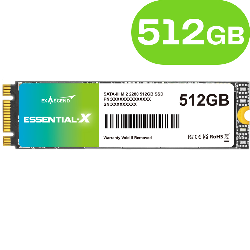512GB Exascend Essential-X SATA3 M.2 2280 SSD ES512GSSDM2SAU