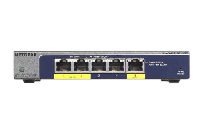 Netgear ProSafe Plus GS105PE 5 port Gigabit PoE Switch
