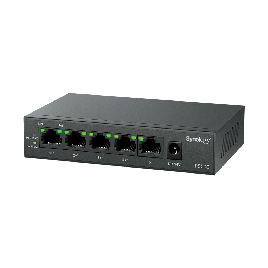 Synology 5-port unmanaged Gigabit PoE+ Switch PS500