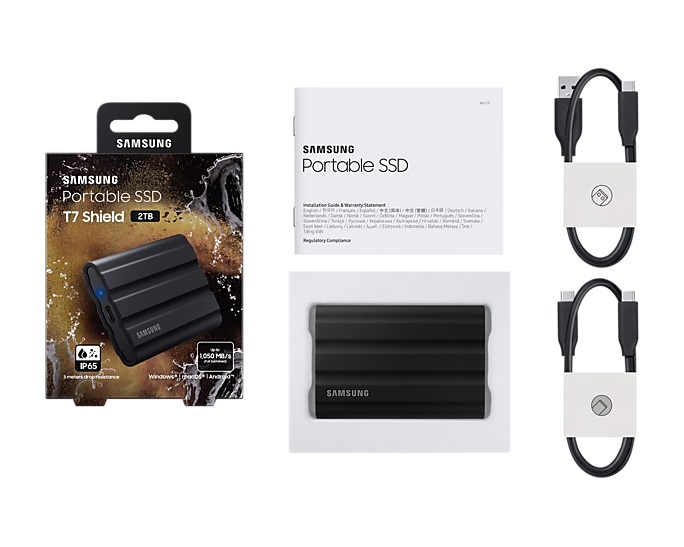 2TB Samsung Portable SSD T7 Shield MU-PE2T0S - Black