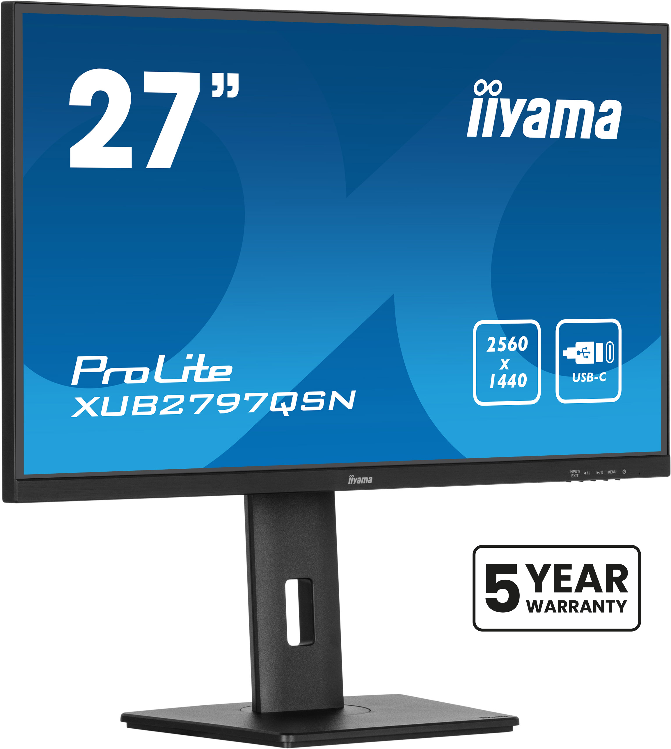 iiyama ProLite XUB2797QSN-B2 27inch QHD IPS monitor met USB-C dock en RJ45 (LAN)