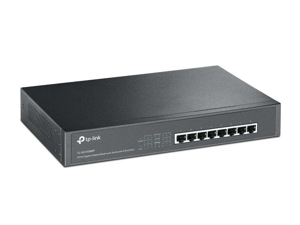 TP-LINK 8-Port Gigabit Desktop/Rackmount Switch with 8-Port PoE+ TL-SG1008MP