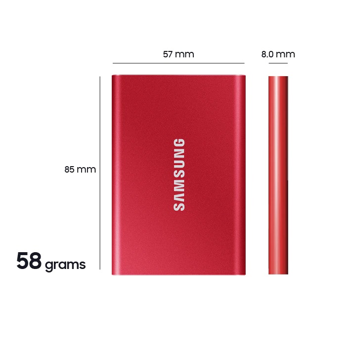 500GB Samsung Portable SSD T7 MU-PC500R - Red