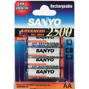 4 x Sanyo 2500 mAh AA