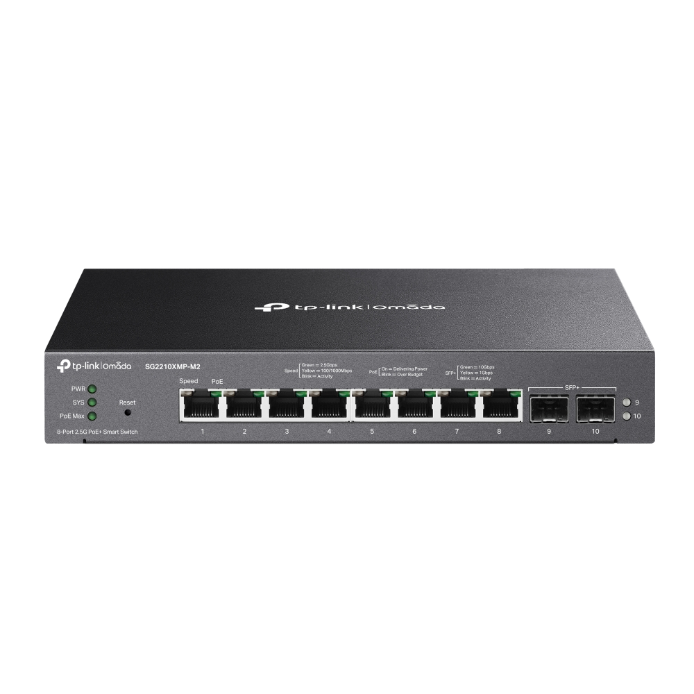 TP-Link 8-Port PoE+ 2.5GBASE-T 2-Port 10GE SFP+ switch SG2210XMP-M2