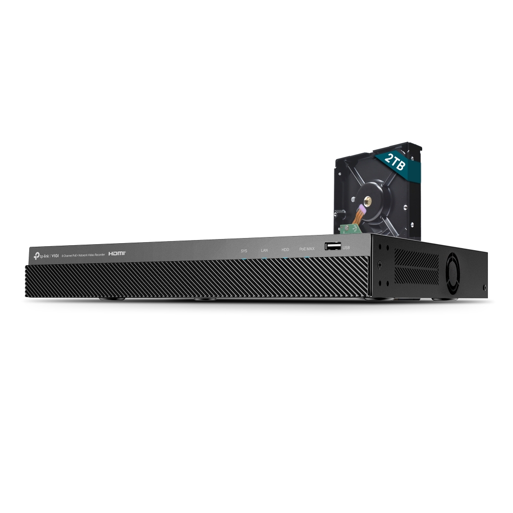 TP-Link 8 Channel PoE+ Network Video Recorder VIGI NVR2008H-8MP-2TB