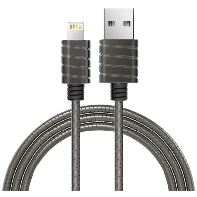 iWalk Twister Steel Metallic Lightning Kabel Grijs