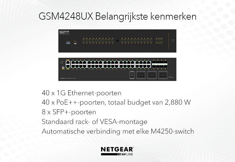 Netgear L3 40x1G PoE++ + 8xSFP+ managed switch M4250-40G8XF-PoE++ GSM4248UX-100EUS