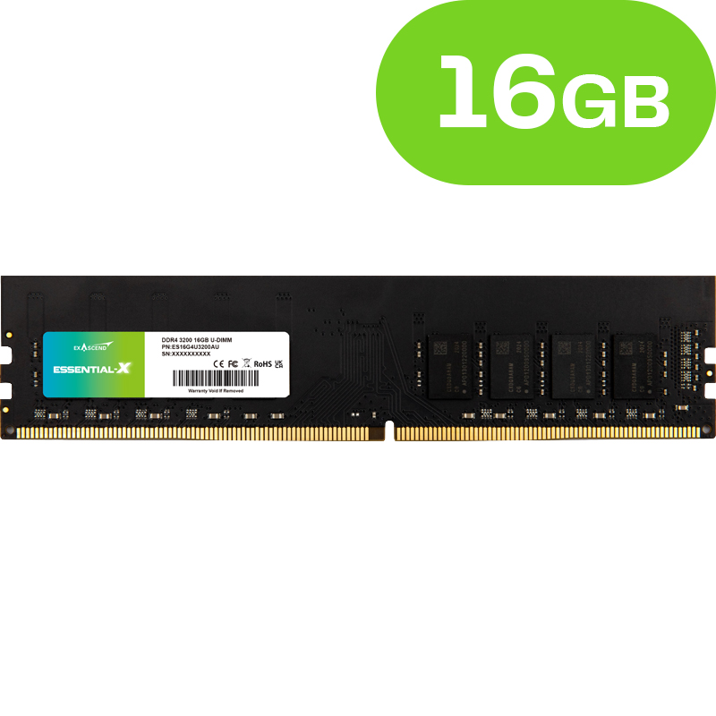 16GB Exascend Essential-X DDR4 U-DIMM 3200MT/s