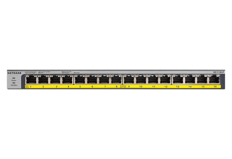 Netgear 16-poorts Gigabit Ethernet unmanaged PoE+ switch GS116LP