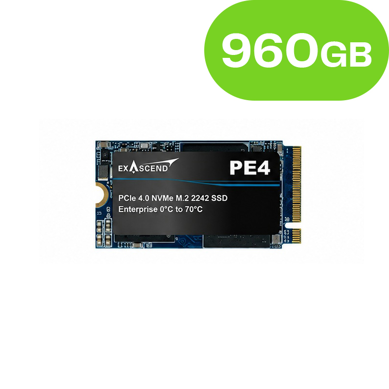 960GB Exascend PE4 NAND Flash SSD Enterprise NVMe PCIe Gen4x4 M.2 2242 3D TLC