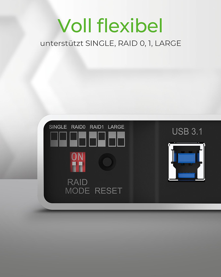ICY BOX RAID enclosure 2x SATA 2.5 1x USB 3.2 Gen 2 IB-RD2253-C31