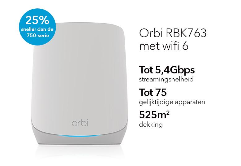 Netgear Orbi 1GbE Wi-Fi 6 Tri-Band RBK763S-100EUS