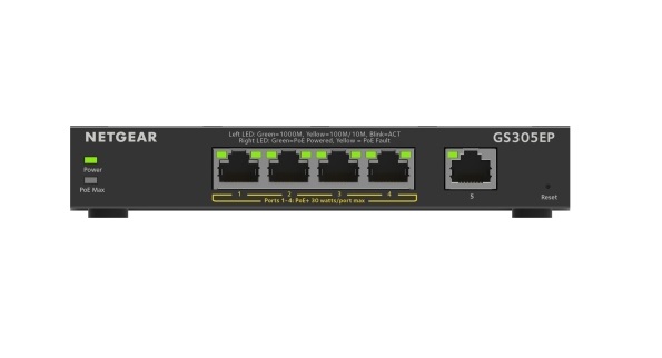Netgear 5-Poort Gigabit Ethernet PoE+ Switch GS305EP-100PES