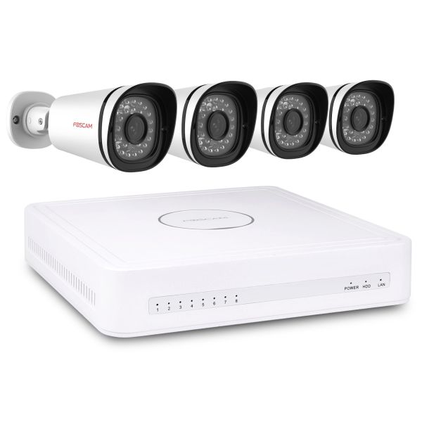 Foscam NVR Kit - 8 channel NVR Kit 4x 1080P IP-Camera 2TB HDD Standard POE