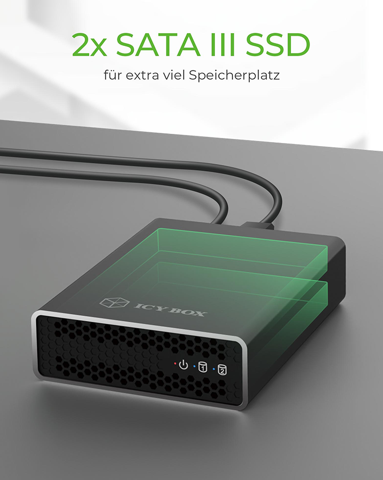 ICY BOX RAID enclosure 2x SATA 2.5 1x USB 3.2 Gen 2 IB-RD2253-C31
