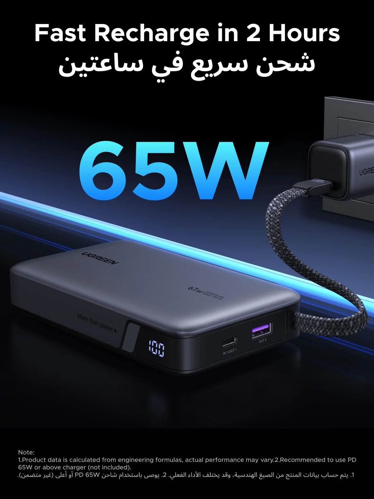 UGREEN 67W Power Bank with Built-in Cable