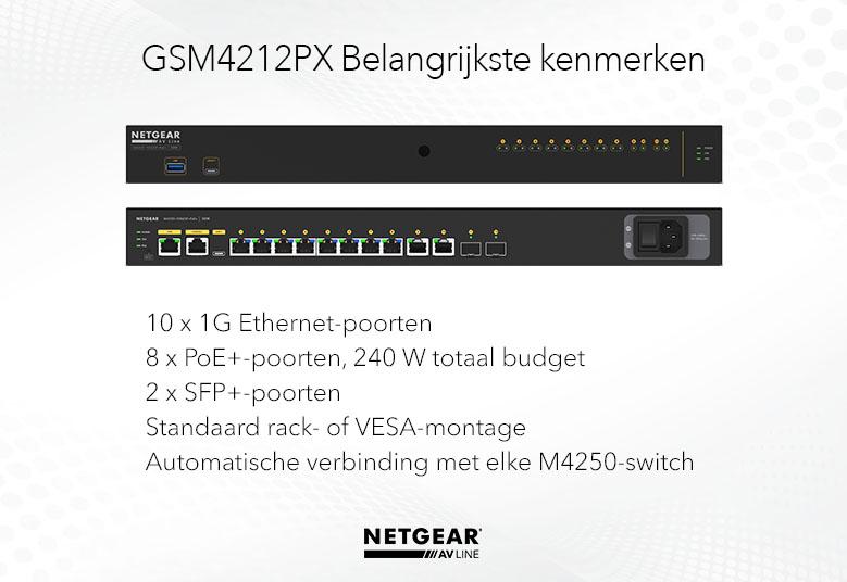 Netgear L3 8x1G PoE+ + 2x1G + 2xSFP+ managed switch M4250-10G2XF-PoE+ GSM4212PX-100EUS