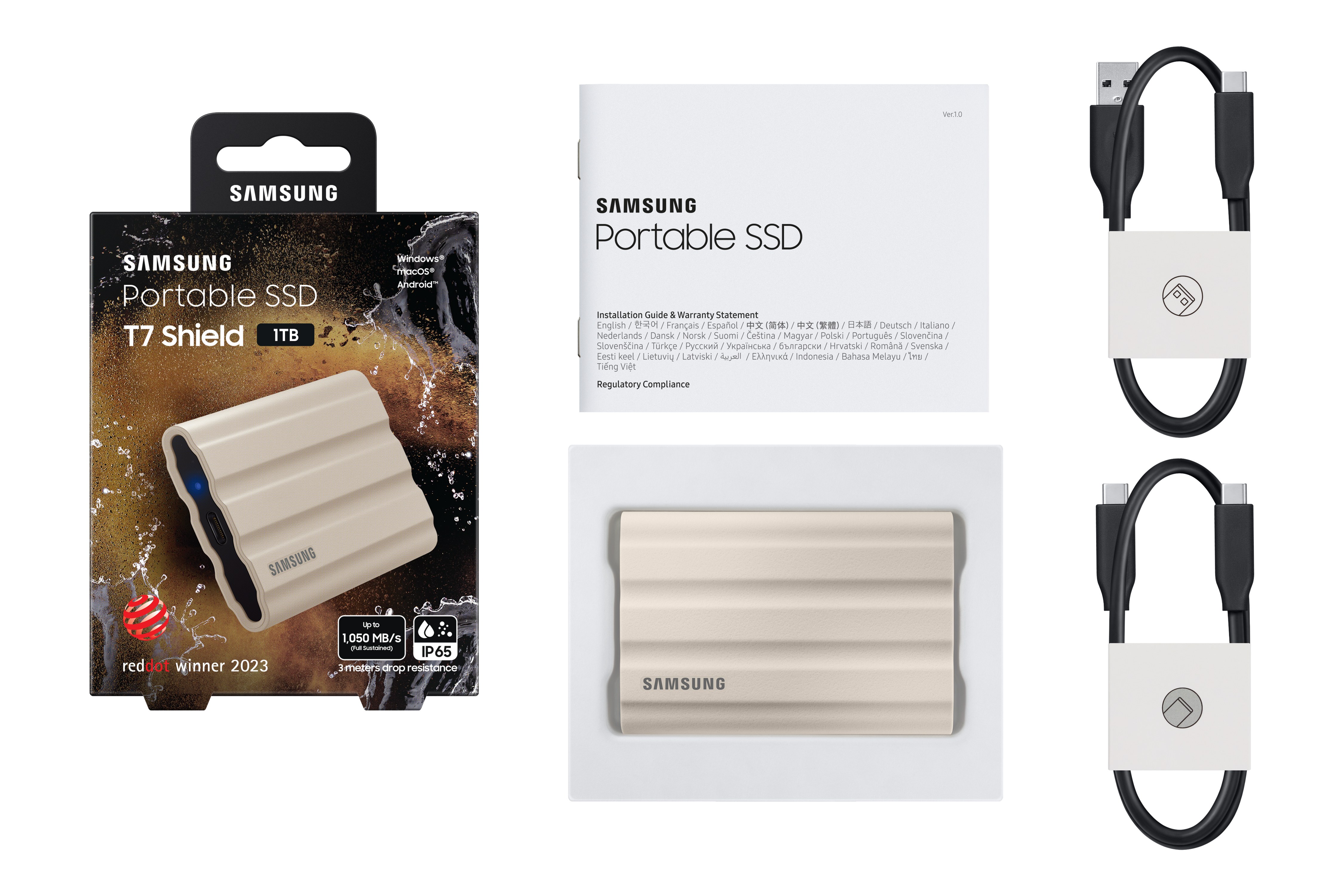 1TB  Samsung Portable SSD T7 Shield MU-PE1T0K - Beige