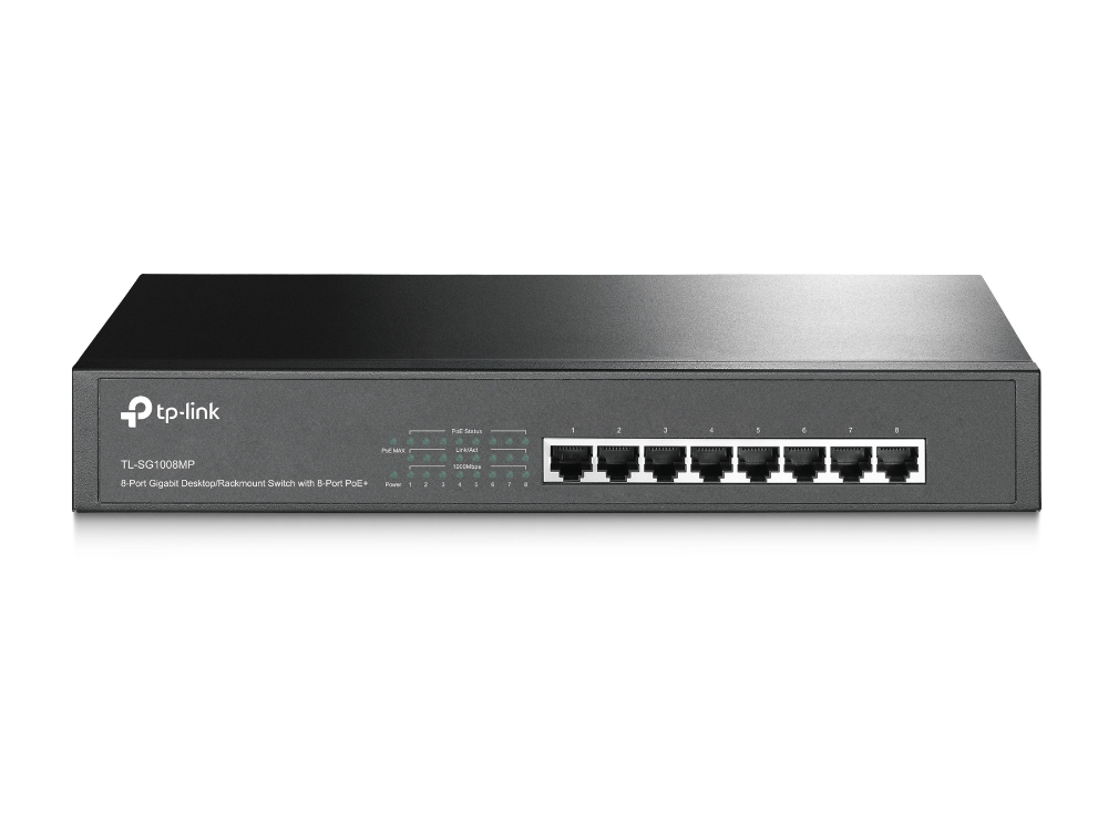 TP-LINK 8-Port Gigabit Desktop/Rackmount Switch with 8-Port PoE+ TL-SG1008MP