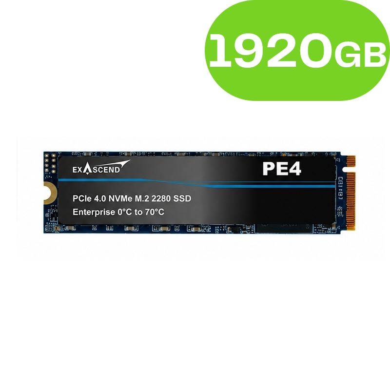 1920GB Exascend PE4 NAND Flash SSD Enterprise NVMe PCIe Gen4x4 M.2 2280 3D TLC
