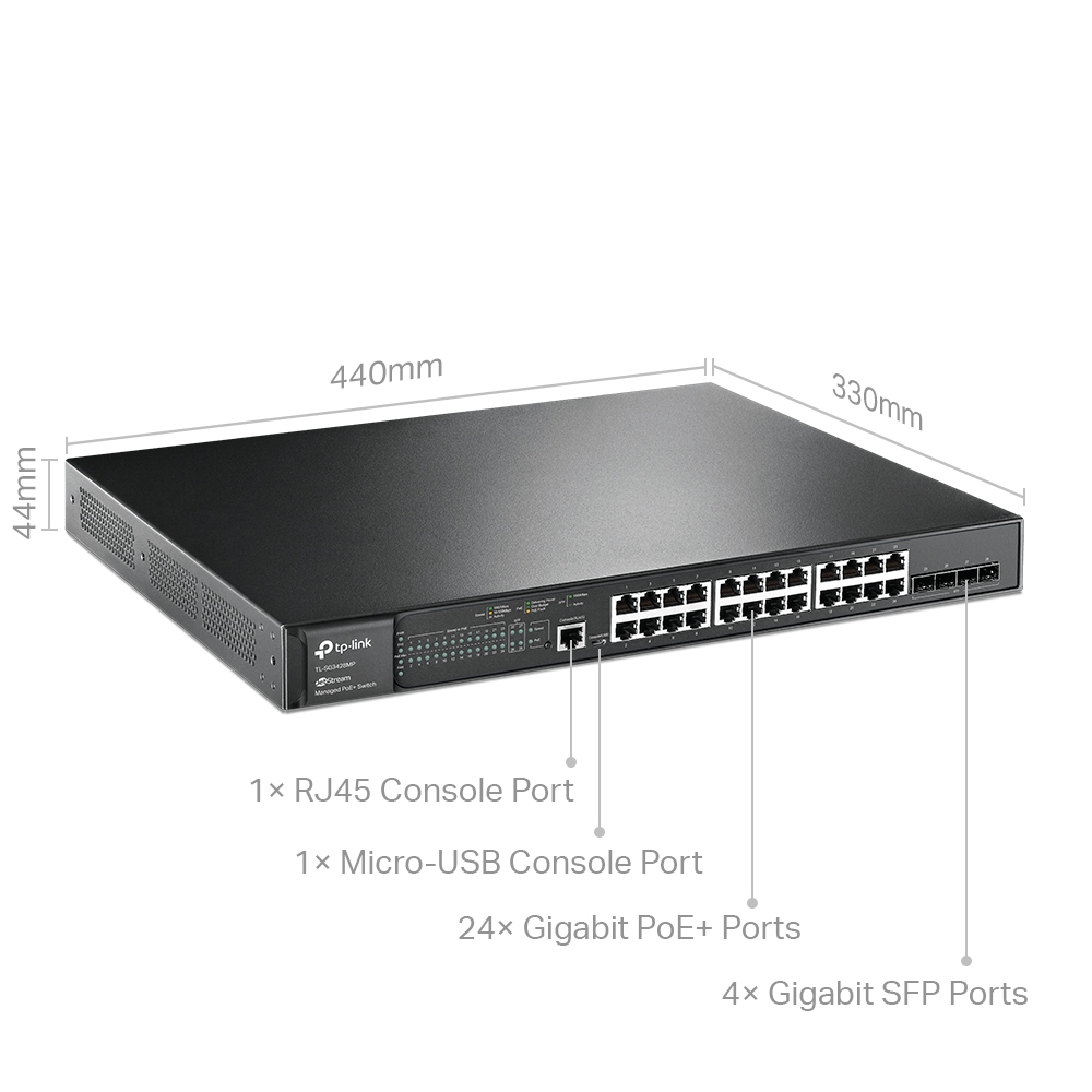 TP-Link 28-poorts Gigabit L2+ Managed Switch TL-SG3428MP