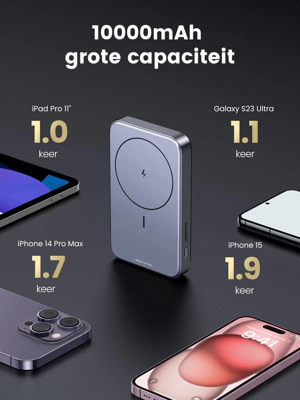 UGREEN 10000mAh Magnetic Wireless Power Bank (Space Gray) (LY) 15086