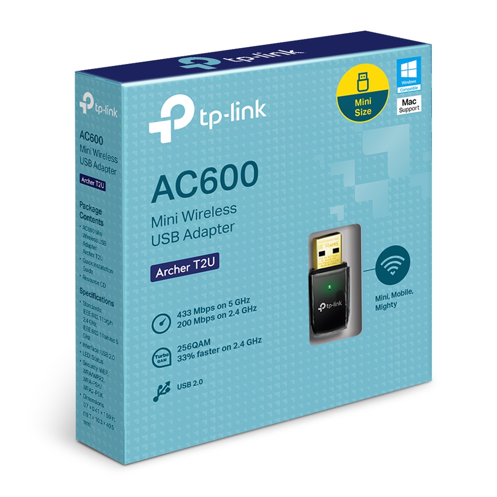 TP-Link AC600 Mini Dual Band Wi-Fi USB Adapter Archer T2U