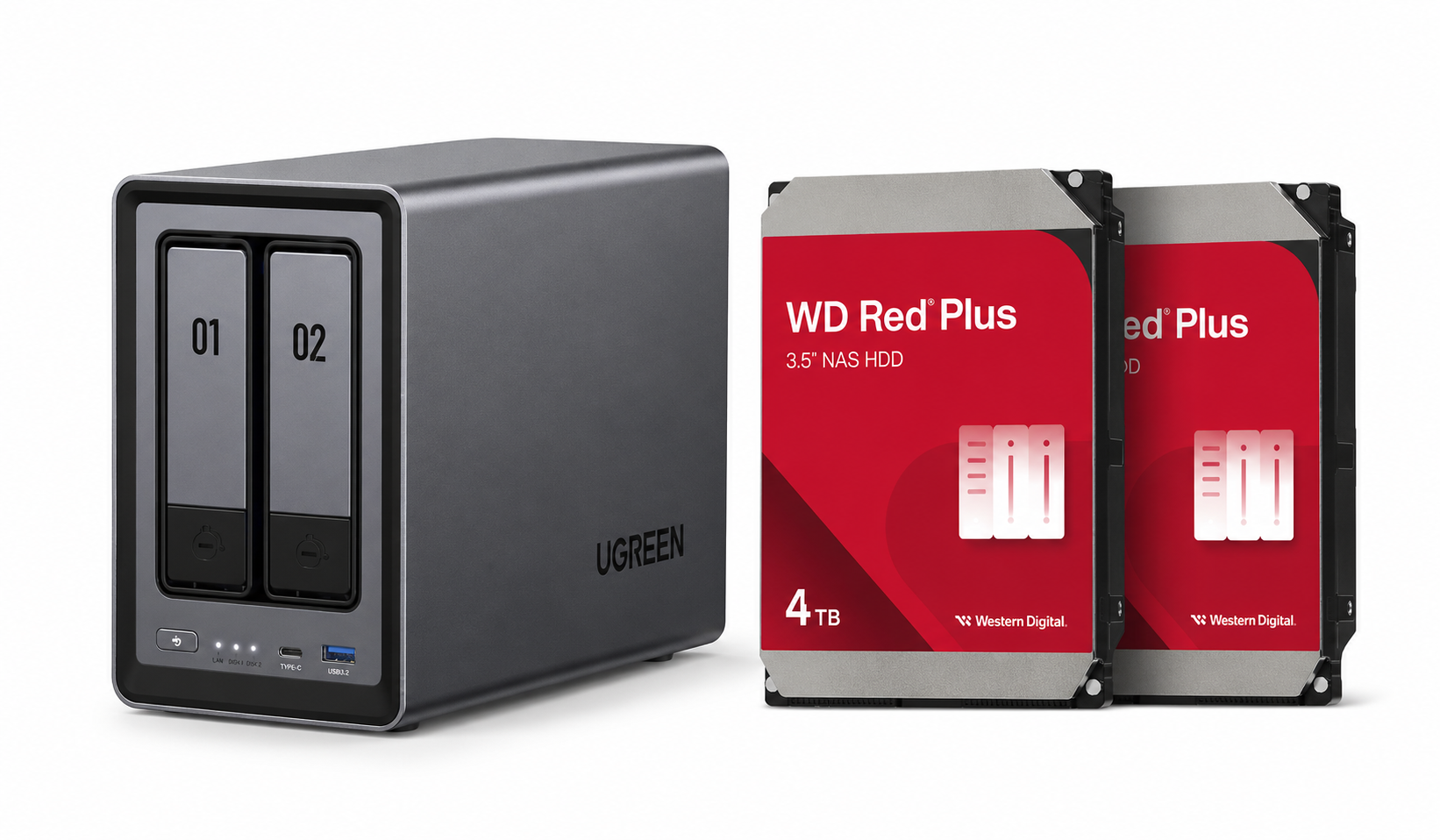 Ugreen DXP2800 WD RED Plus 8TB (2X 4TB)
