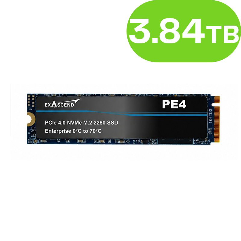 3840GB Exascend PE4 NAND Flash SSD Enterprise NVMe PCIe Gen4x4 M.2 2280 3D TLC