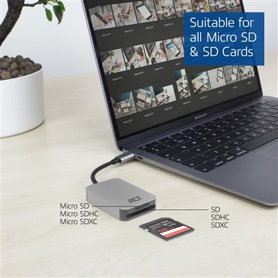 ACT USB-C kaartlezer voor SD en micro SD, SD 4.0 UHS-II AC7056