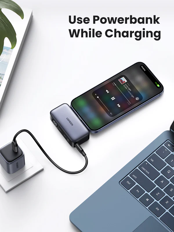 UGREEN 5000mAh Power Bank with Built-in USB-C Connector&Kickstand 35338
