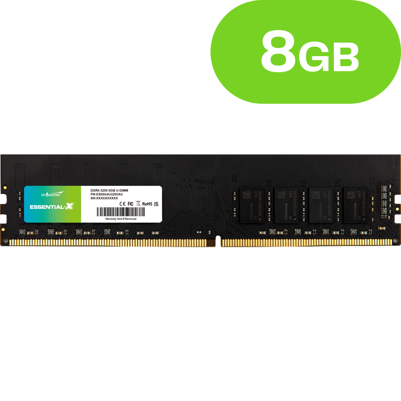 8GB Exascend Essential-X DDR4 U-DIMM 3200MT/s
