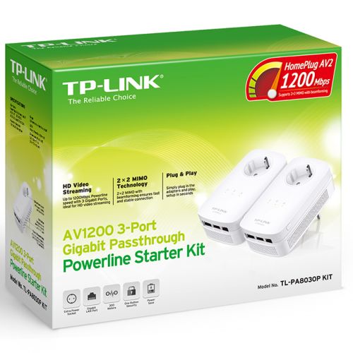 TP-LINK AV1200 Gigabit Passthrough Powerline Starter Kit (2 pieces) TL-PA8030P KIT