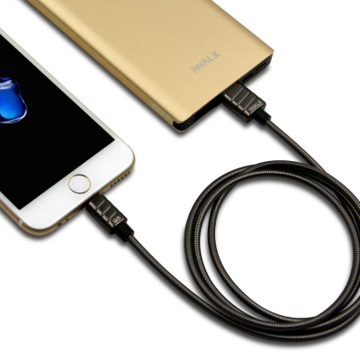 iWalk Twister Steel Metallic Lightning Kabel Grijs