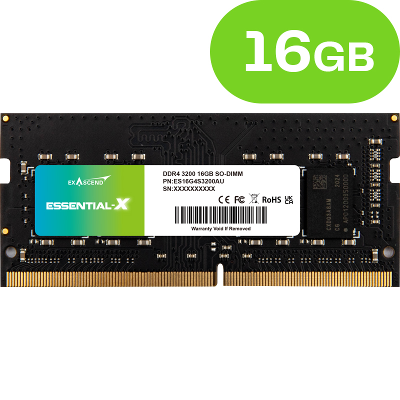 16GB Exascend Essential-X DDR4 SO-DIMM 3200MT/s
