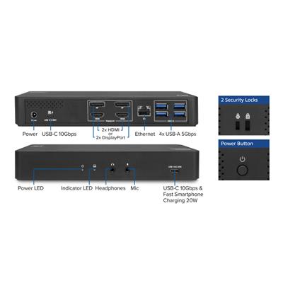 ACT USB-C Dockingstation 4K, voor 2 HDMI of DisplayPort monitoren AC7160