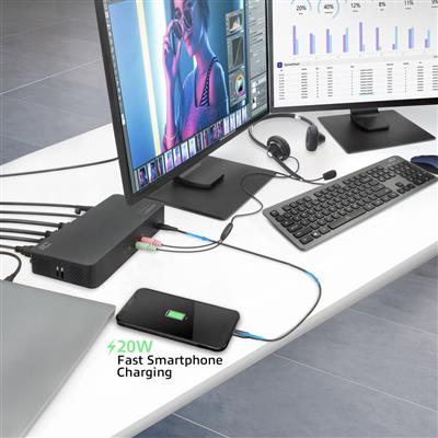 ACT USB-C Dockingstation 4K, voor 2 HDMI of DisplayPort monitoren AC7160