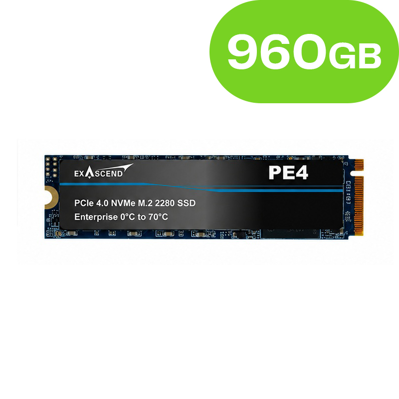 960GB Exascend PE4 NAND Flash SSD Enterprise NVMe PCIe Gen4x4 M.2 2280 3D TLC