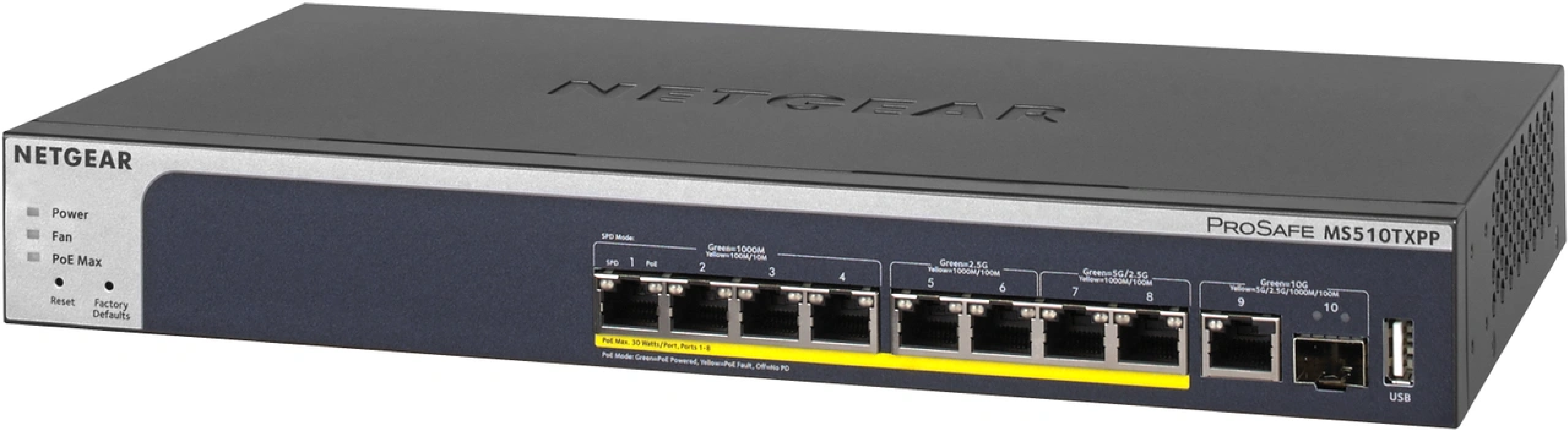 Netgear 10-Port Multi-Gb/10G Eth Switch Ultra60 PoE++ Smart Mngd MS510TXPP