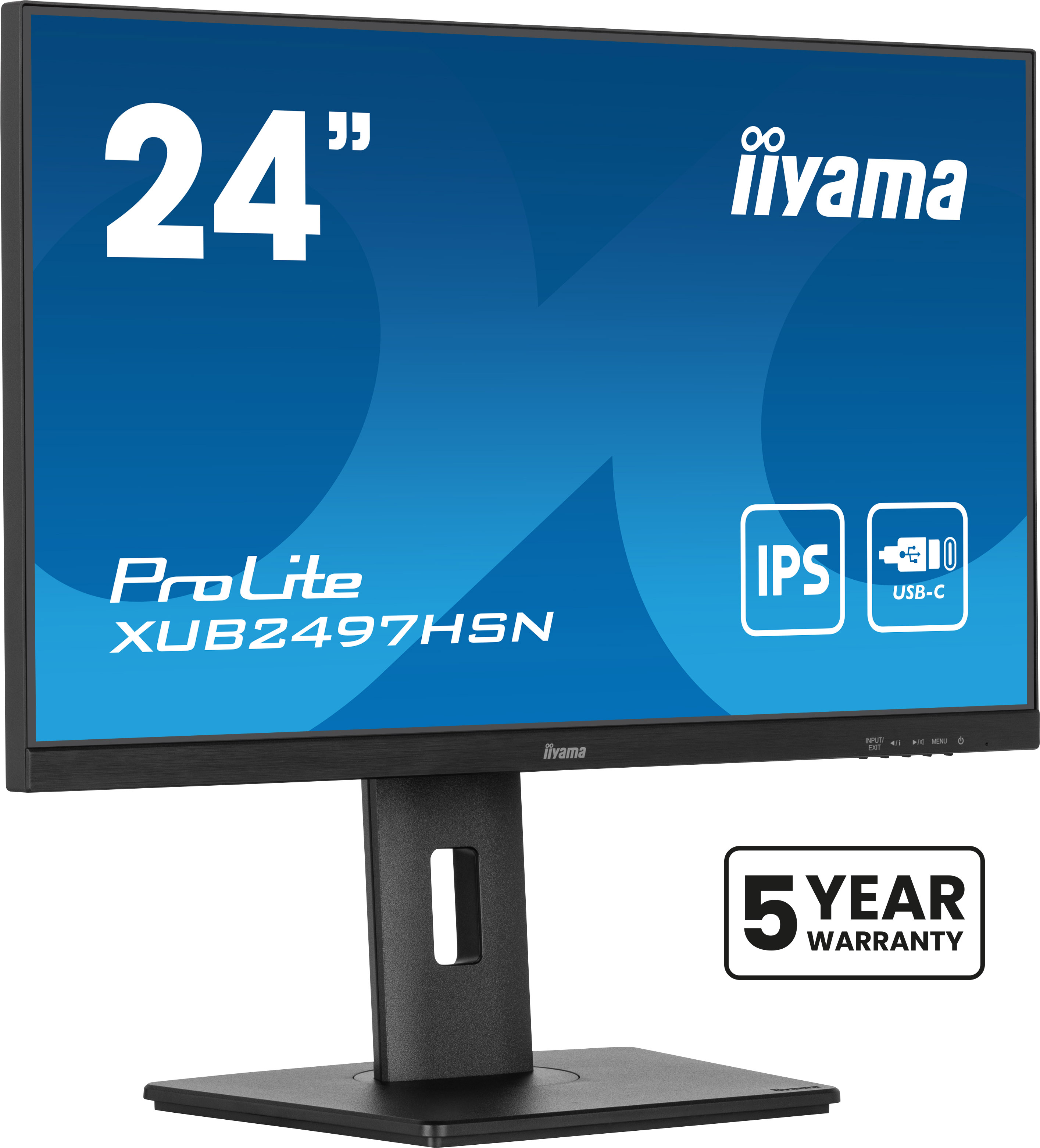 iiyama ProLite XUB2497HSN-B2 24inch IPS monitor met USB-C dock en RJ45 (LAN)
